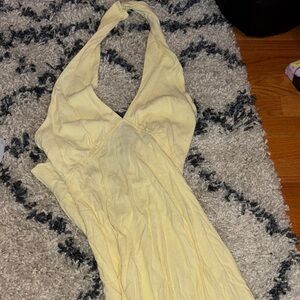Long Yellow Halter Dress